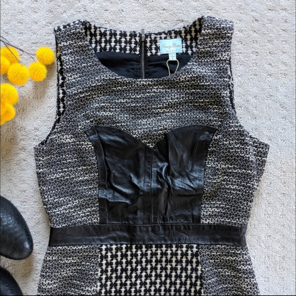 Tracy Reese New York Leather & Tweed Bodice Dress - Picture 2 of 8